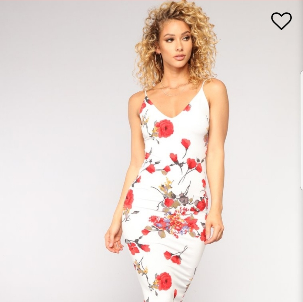 Sexy floral dress, midi style